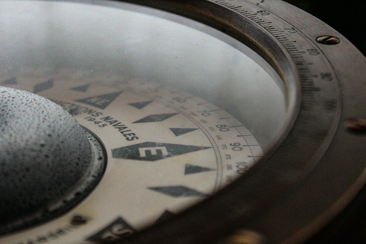Close-up of a ship&rsquo;s compass